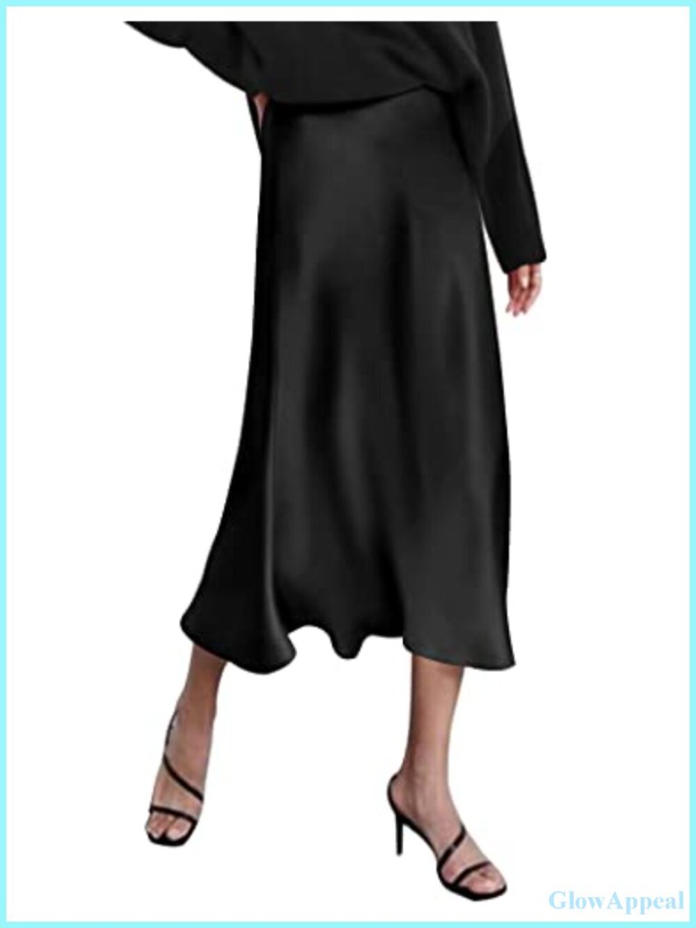 High Waist Satin Midi Skirt Elegant A-Line Formal Wedding